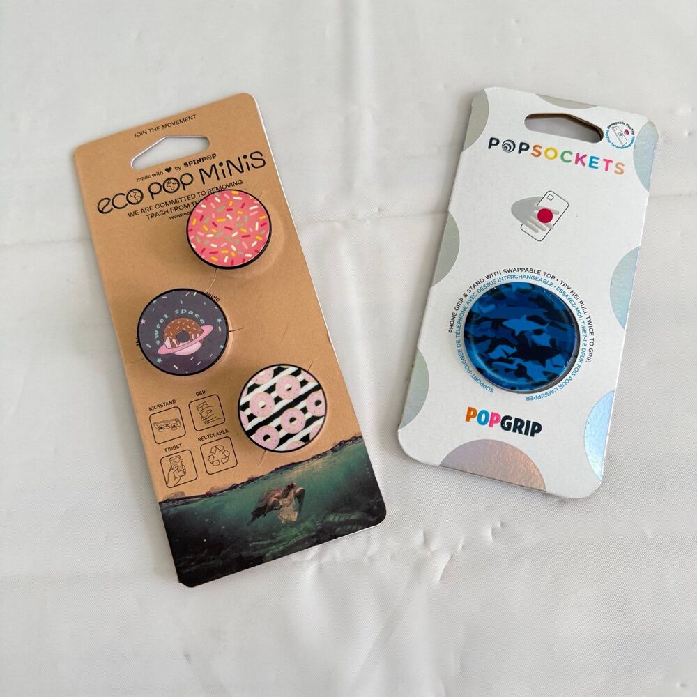 Popsocket Popgrip Deep Sea Shark and Eco Pop Minis Donuts Grip Cell Phone Holde